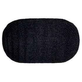 Chenille Solid Collection (Color: Black, size: 22" x 40" Oval)