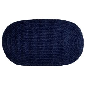 Chenille Solid Collection (Color: Navy, size: 22" x 40" Oval)