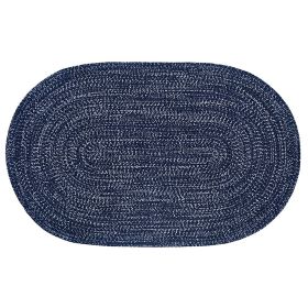 Chenille Tweed Collection (Color: Navy/Smoke Blue, size: 42" x 66" Oval)