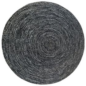 Chenille Tweed Collection (Color: Black/Gray, size: 96" Round)